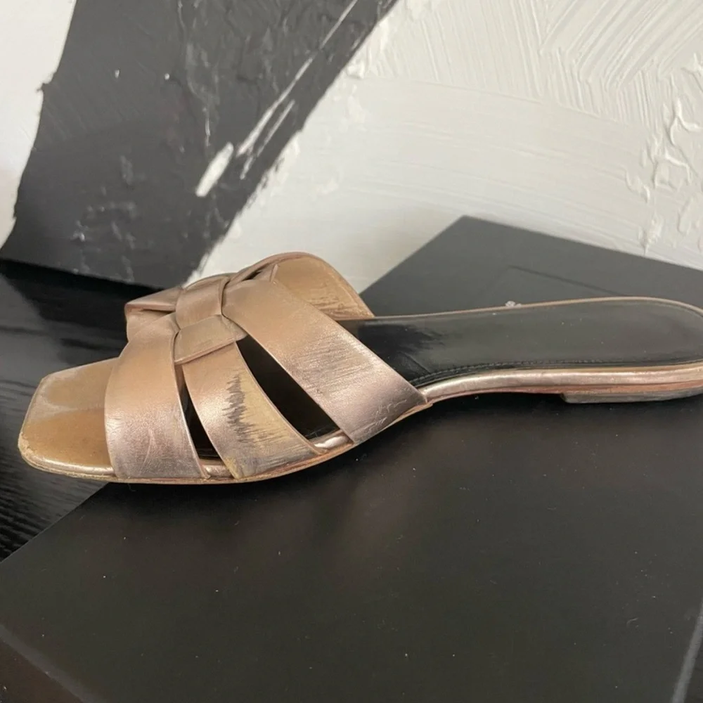 Saint Laurent Metallic Sandals - Picture 8 of 13